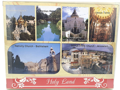 Beige Holy Land Christian Gift Set – Orthodox & Catholic Blessed Kit with Anointing Oil, Jordan Water, Bethlehem Soil & Incense, Candles, Icon & Prayer Cross