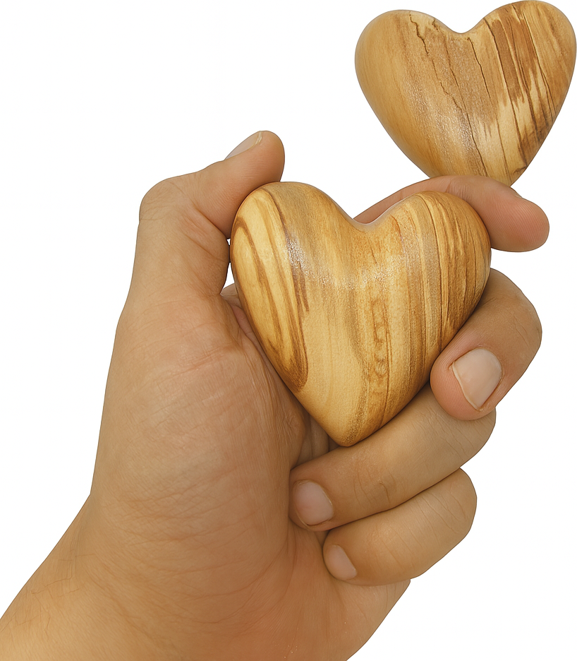 Hand-Carved Olive Wood Heart 2.4 inch - Made in Bethlehem | Large Christian Wedding Keepsake