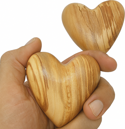 Hand-Carved Olive Wood Heart 2.4 inch - Made in Bethlehem | Large Christian Wedding Keepsake