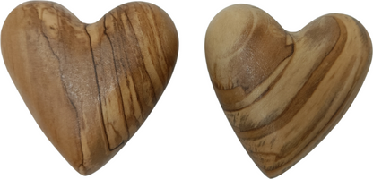 Hand-Carved Olive Wood Heart 2.4 inch - Made in Bethlehem | Large Christian Wedding Keepsake
