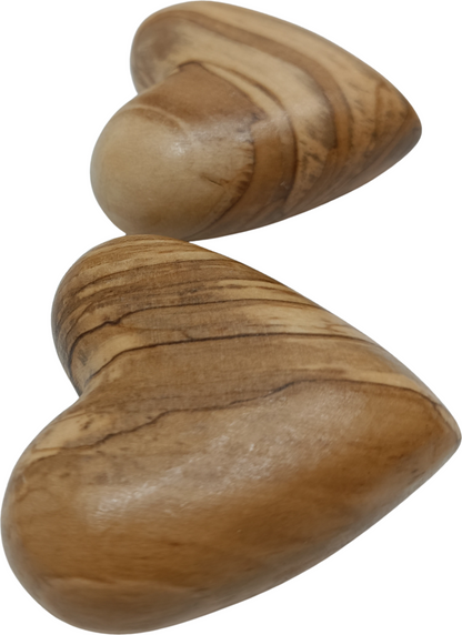 Hand-Carved Olive Wood Heart 2.4 inch - Made in Bethlehem | Large Christian Wedding Keepsake