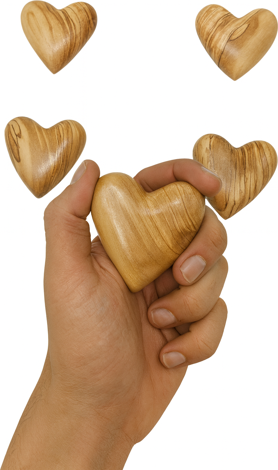 Hand-Carved Olive Wood Heart 2.4 inch - Made in Bethlehem | Large Christian Wedding Keepsake