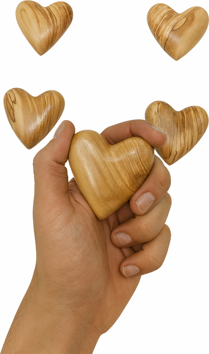 Hand-Carved Olive Wood Heart 2.4 inch - Made in Bethlehem | Large Christian Wedding Keepsake
