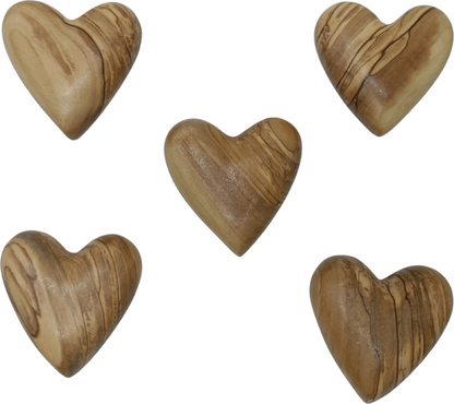 Hand-Carved Olive Wood Heart 2.4 inch - Made in Bethlehem | Large Christian Wedding Keepsake