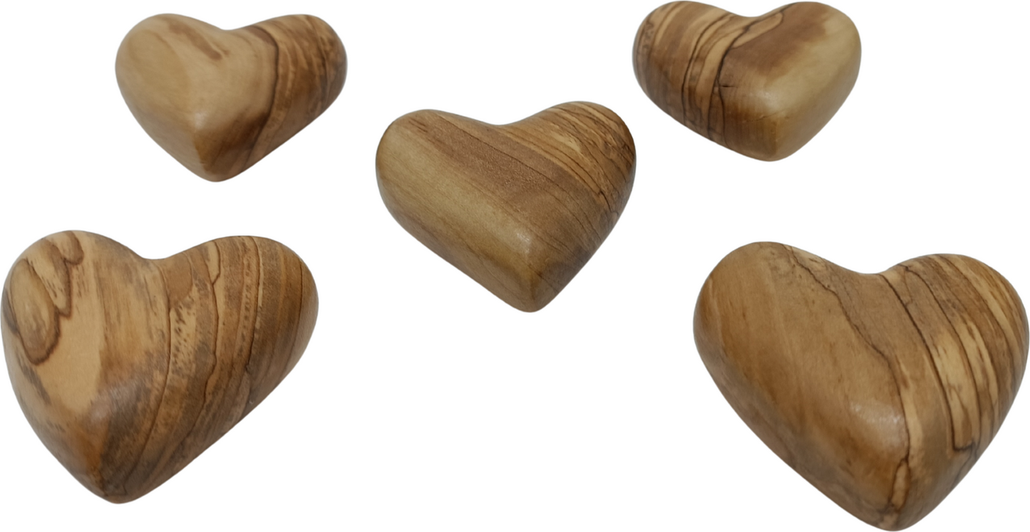 Hand-Carved Olive Wood Heart 2.4 inch - Made in Bethlehem | Large Christian Wedding Keepsake