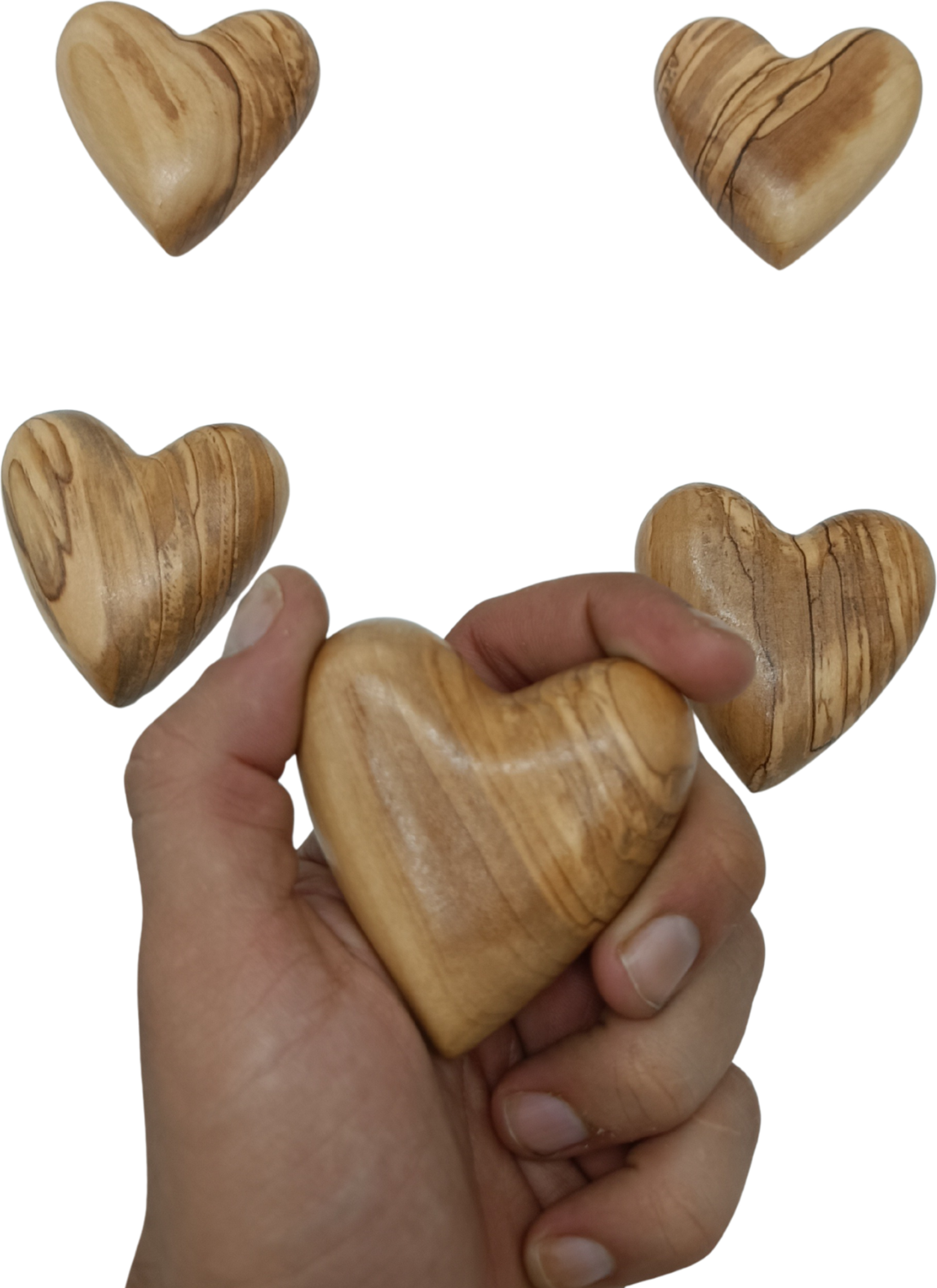 Hand-Carved Olive Wood Heart 2.4 inch - Made in Bethlehem | Large Christian Wedding Keepsake