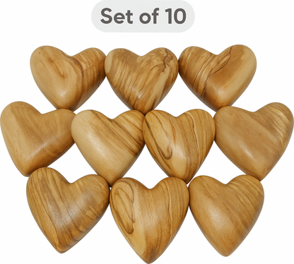 Hand-Carved Olive Wood Heart 2.4 inch - Made in Bethlehem | Large Christian Wedding Keepsake