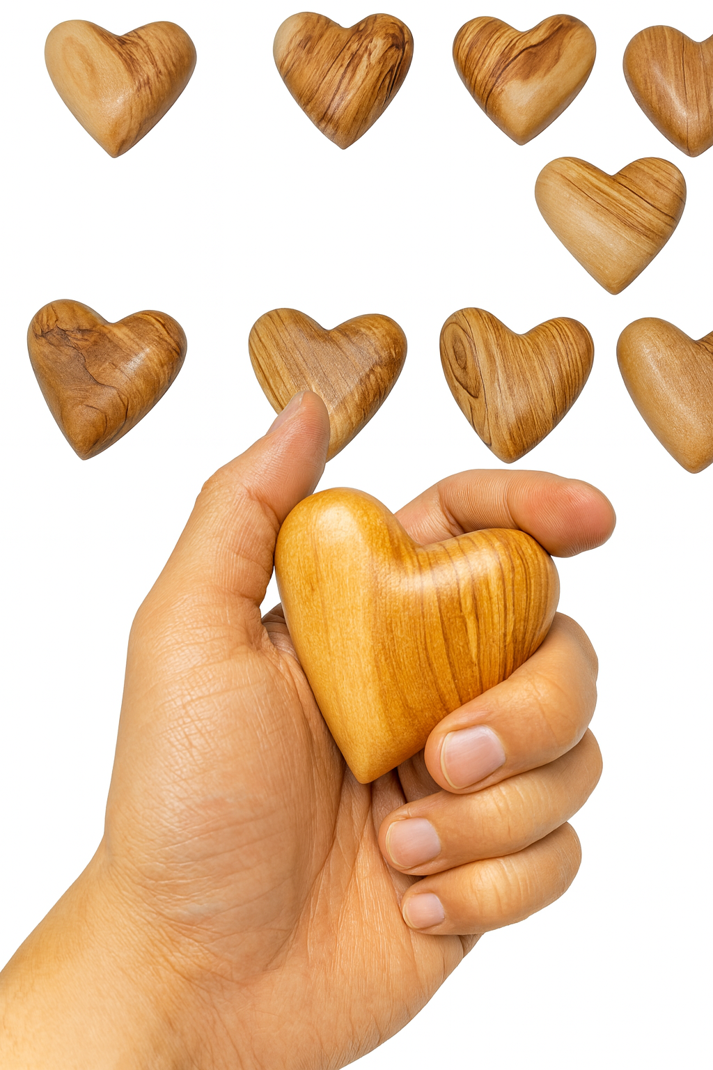 Hand-Carved Olive Wood Heart 2.4 inch - Made in Bethlehem | Large Christian Wedding Keepsake
