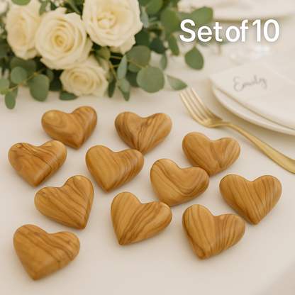 Hand-Carved Olive Wood Heart 2.4 inch - Made in Bethlehem | Large Christian Wedding Keepsake