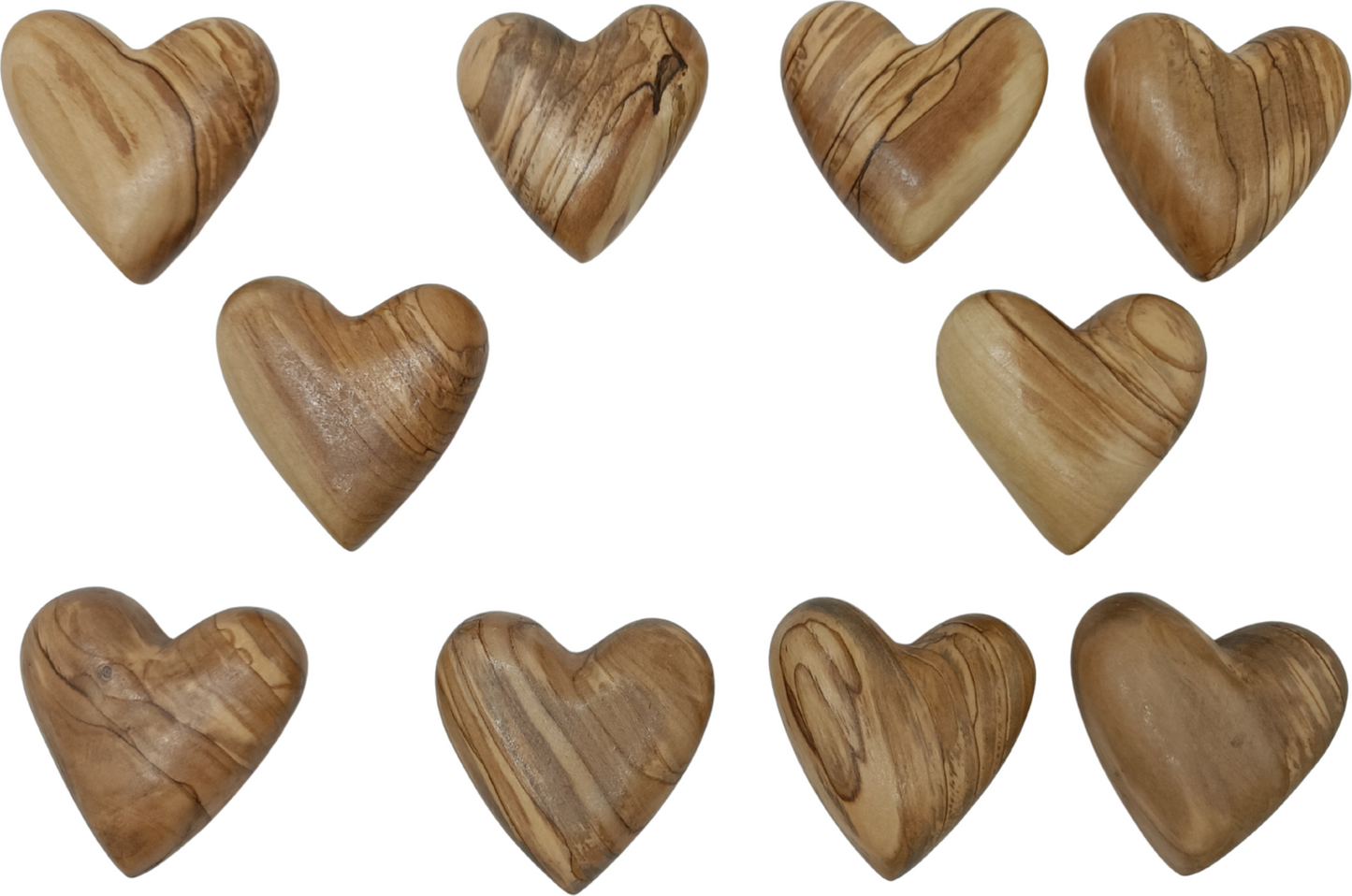 Hand-Carved Olive Wood Heart 2.4 inch - Made in Bethlehem | Large Christian Wedding Keepsake