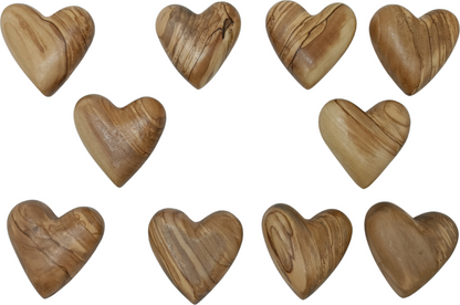 Hand-Carved Olive Wood Heart 2.4 inch - Made in Bethlehem | Large Christian Wedding Keepsake