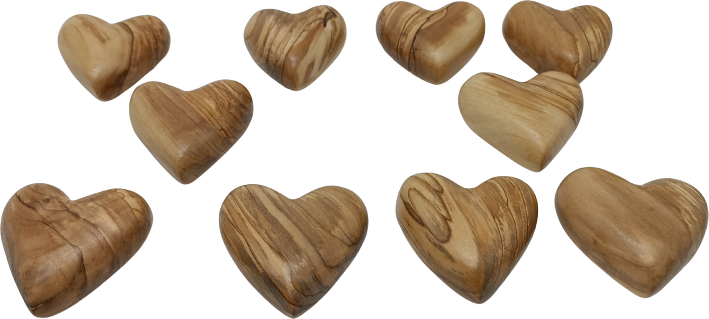 Hand-Carved Olive Wood Heart 2.4 inch - Made in Bethlehem | Large Christian Wedding Keepsake