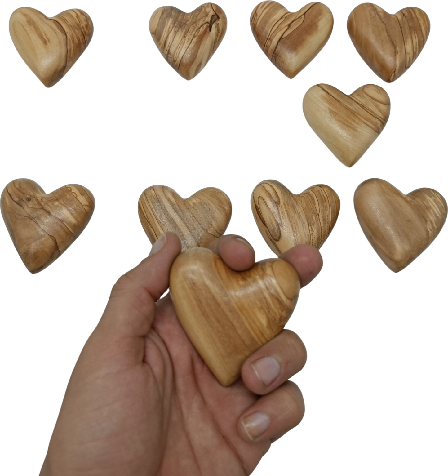 Hand-Carved Olive Wood Heart 2.4 inch - Made in Bethlehem | Large Christian Wedding Keepsake