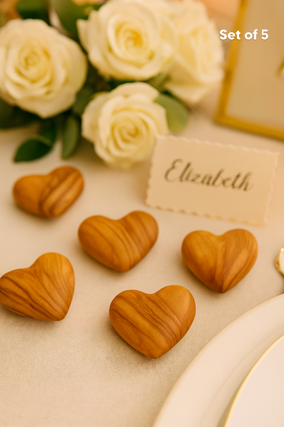 Hand-Carved Olive Wood Heart 2.4 inch - Made in Bethlehem | Large Christian Wedding Keepsake