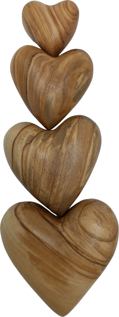 Hand-Carved Olive Wood Heart 2.4 inch - Made in Bethlehem | Large Christian Wedding Keepsake