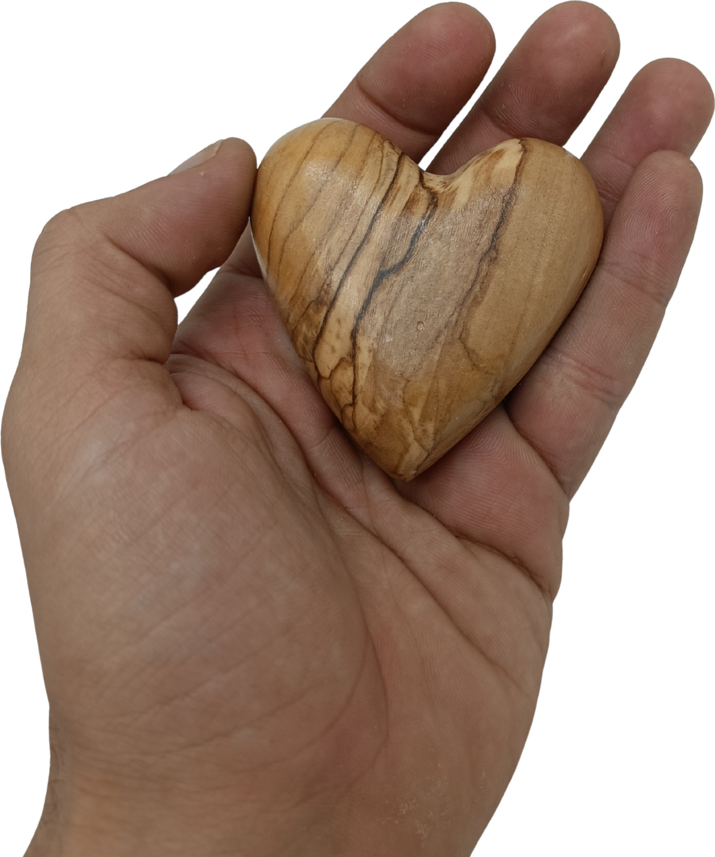 Hand-Carved Olive Wood Heart 2.4 inch - Made in Bethlehem | Large Christian Wedding Keepsake