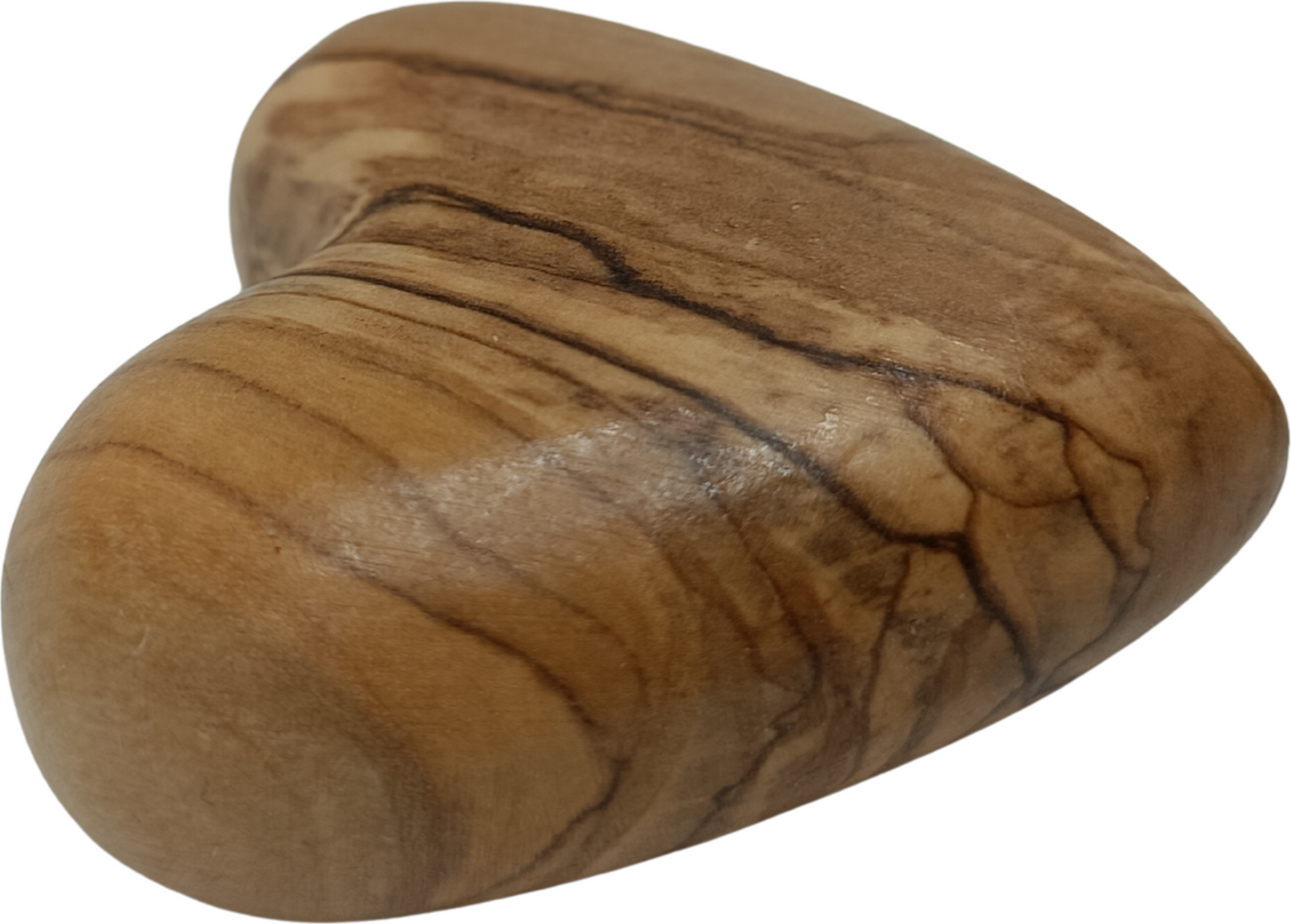 Hand-Carved Olive Wood Heart 2.4 inch - Made in Bethlehem | Large Christian Wedding Keepsake