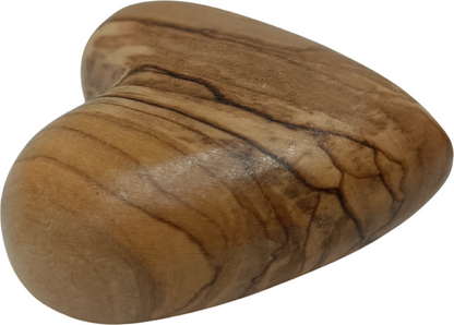 Hand-Carved Olive Wood Heart 2.4 inch - Made in Bethlehem | Large Christian Wedding Keepsake