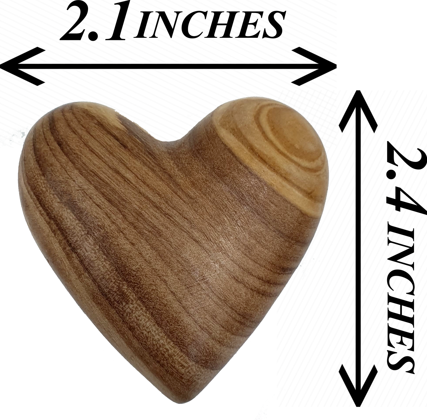 Hand-Carved Olive Wood Heart 2.4 inch - Made in Bethlehem | Large Christian Wedding Keepsake