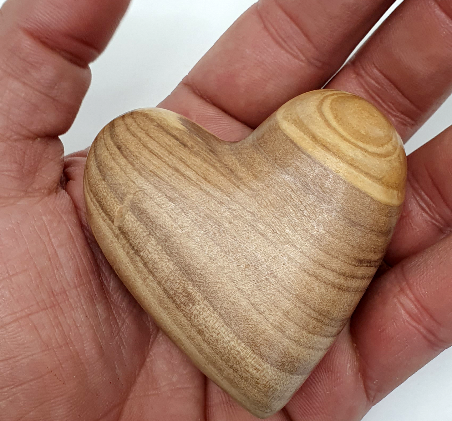 Hand-Carved Olive Wood Heart 2.4 inch - Made in Bethlehem | Large Christian Wedding Keepsake