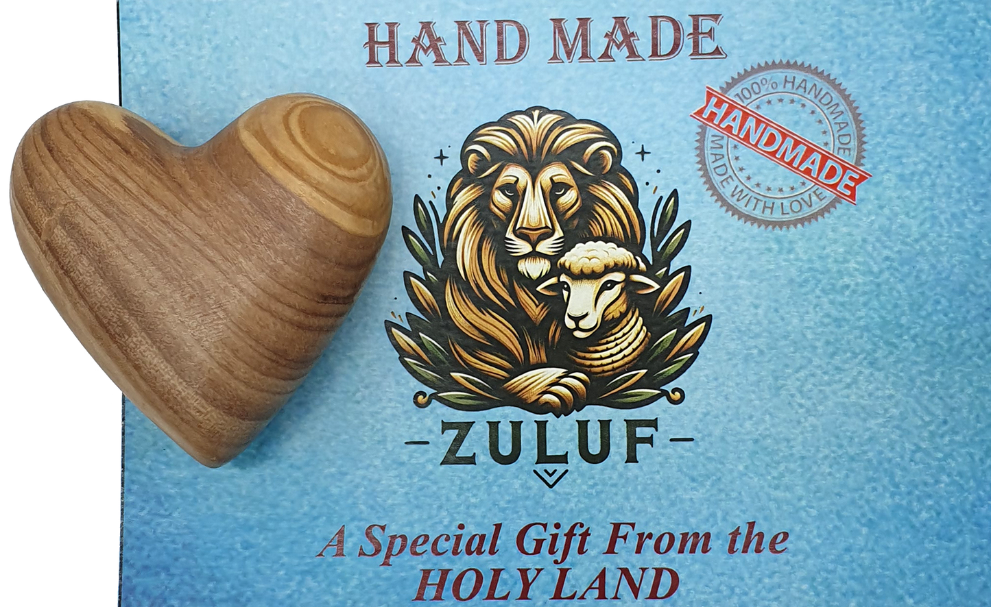 Hand-Carved Olive Wood Heart 2.4 inch - Made in Bethlehem | Large Christian Wedding Keepsake