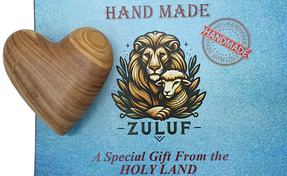 Hand-Carved Olive Wood Heart 2.4 inch - Made in Bethlehem | Large Christian Wedding Keepsake