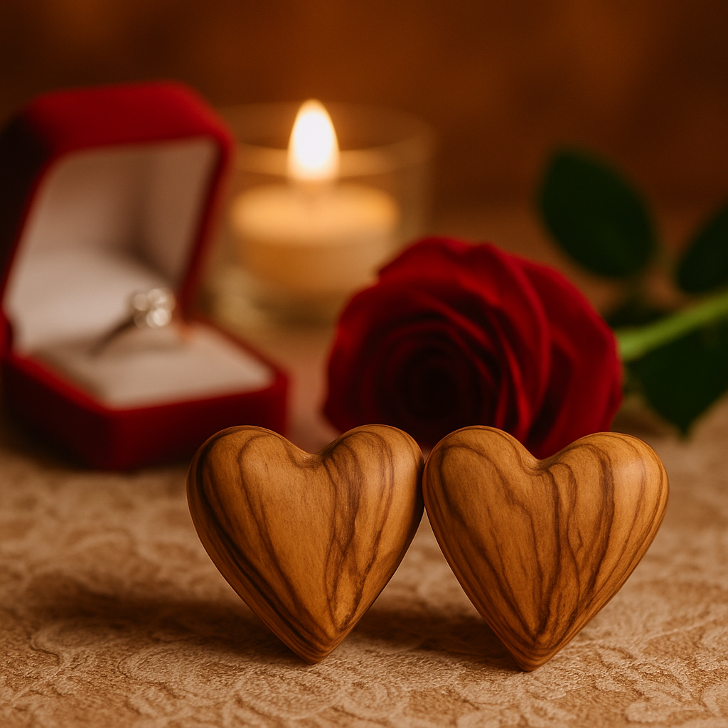 Hand-Carved Olive Wood Heart 1.7" – Made in Bethlehem | Christian Wedding Keepsake