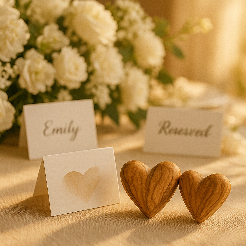 Hand-Carved Olive Wood Heart 1.7" – Made in Bethlehem | Christian Wedding Keepsake