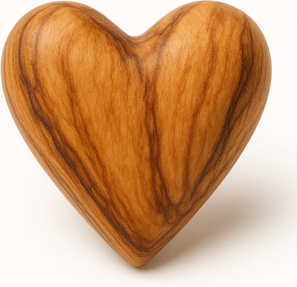 Hand-Carved Olive Wood Heart 1.7" – Made in Bethlehem | Christian Wedding Keepsake