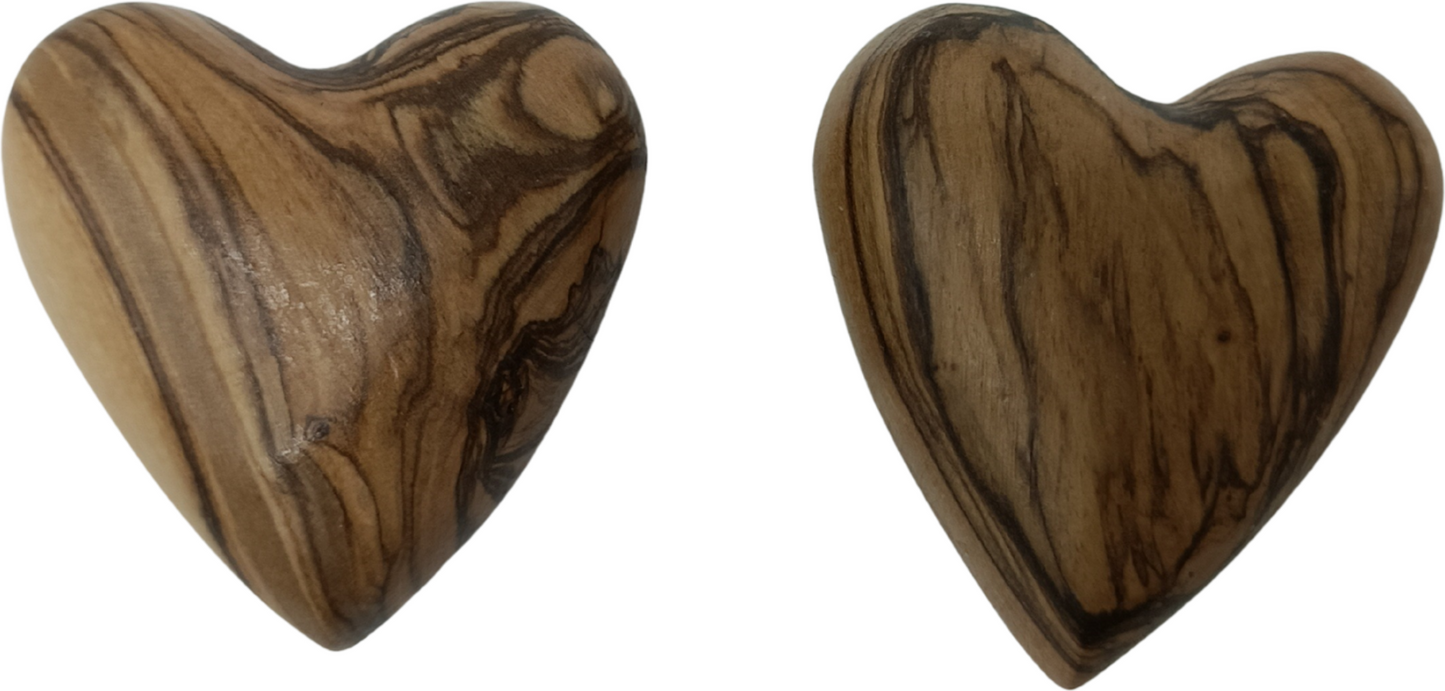 Hand-Carved Olive Wood Heart 1.7" – Made in Bethlehem | Christian Wedding Keepsake