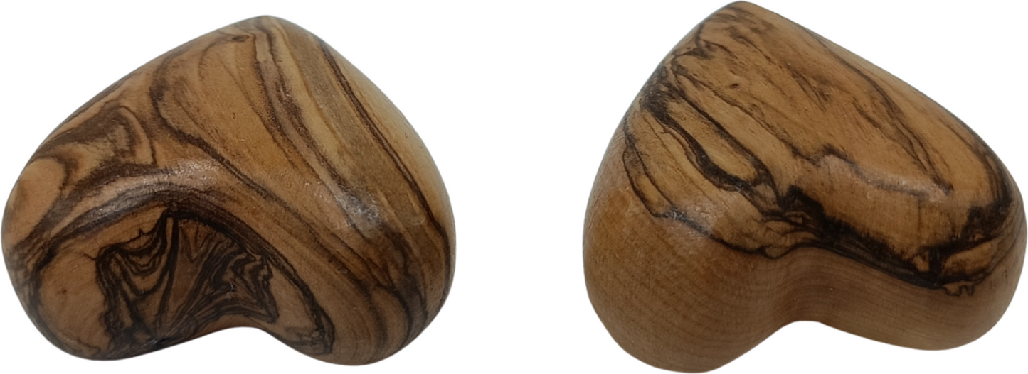 Hand-Carved Olive Wood Heart 1.7" – Made in Bethlehem | Christian Wedding Keepsake