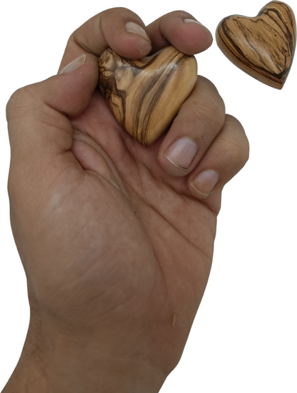 Hand-Carved Olive Wood Heart 1.7" – Made in Bethlehem | Christian Wedding Keepsake
