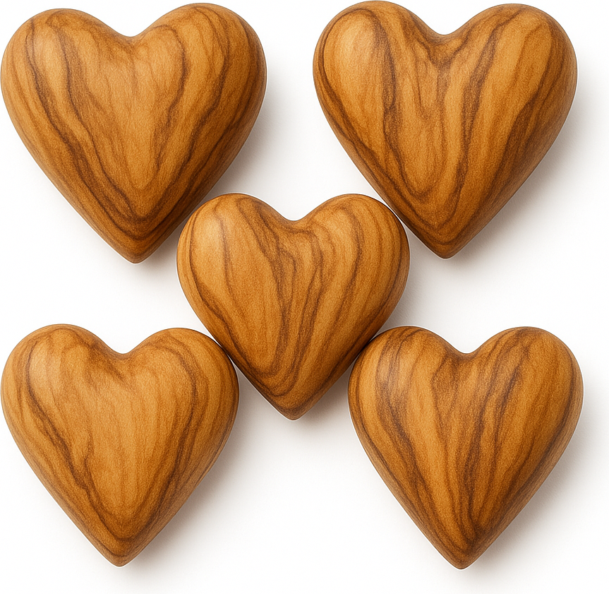Hand-Carved Olive Wood Heart 1.7" – Made in Bethlehem | Christian Wedding Keepsake