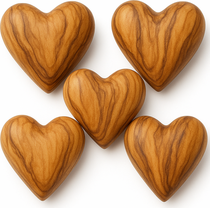 Hand-Carved Olive Wood Heart 1.7" – Made in Bethlehem | Christian Wedding Keepsake