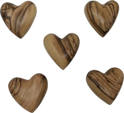 Hand-Carved Olive Wood Heart 1.7" – Made in Bethlehem | Christian Wedding Keepsake
