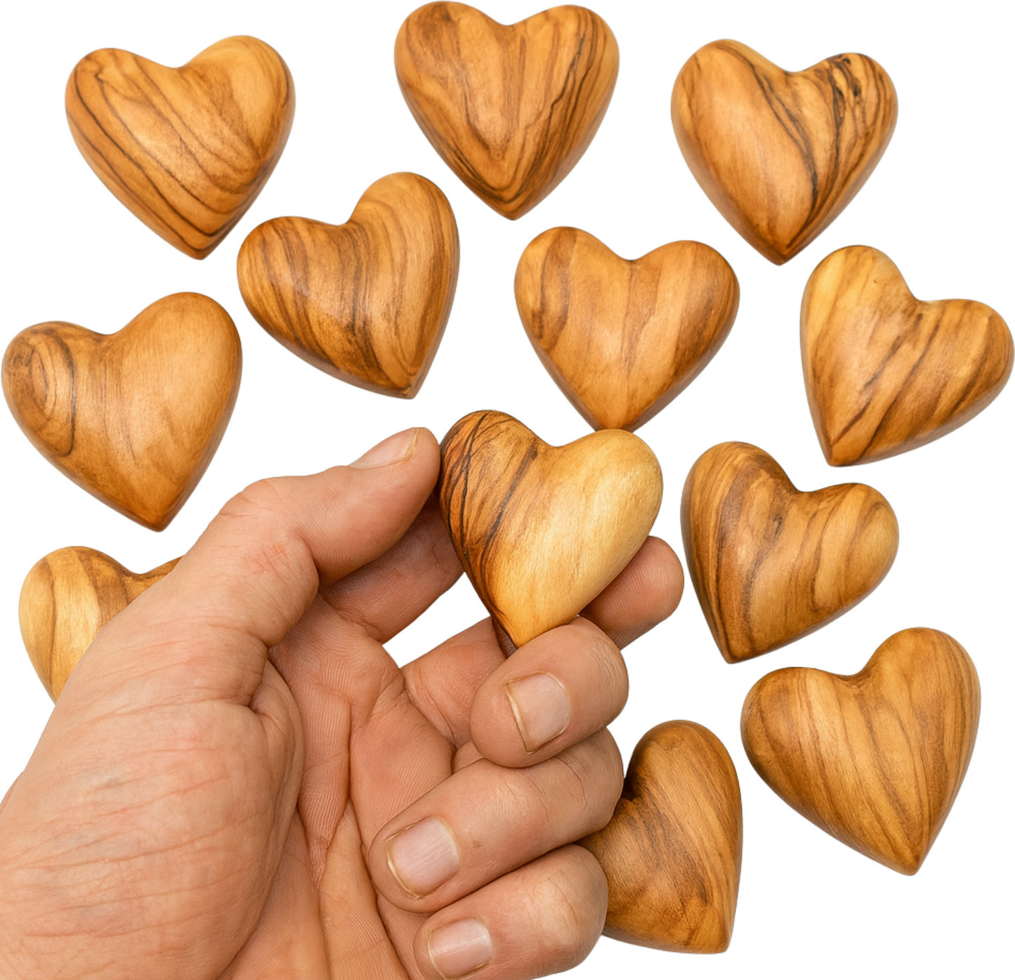 Hand-Carved Olive Wood Heart 1.7" – Made in Bethlehem | Christian Wedding Keepsake