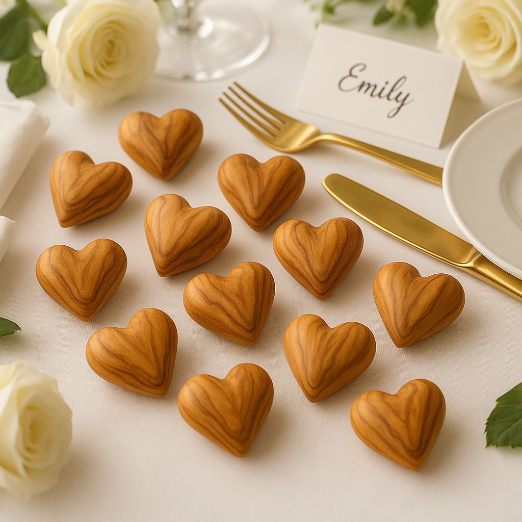 Hand-Carved Olive Wood Heart 1.7" – Made in Bethlehem | Christian Wedding Keepsake