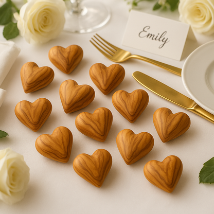 Hand-Carved Olive Wood Heart 1.7" – Made in Bethlehem | Christian Wedding Keepsake