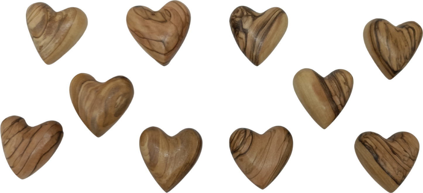 Hand-Carved Olive Wood Heart 1.7" – Made in Bethlehem | Christian Wedding Keepsake