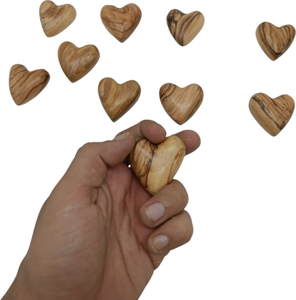 Hand-Carved Olive Wood Heart 1.7" – Made in Bethlehem | Christian Wedding Keepsake