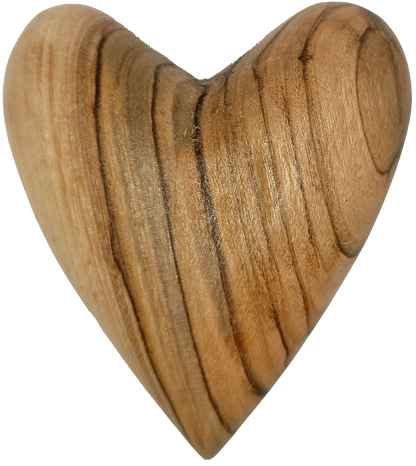 Hand-Carved Olive Wood Heart 1.7" – Made in Bethlehem | Christian Wedding Keepsake
