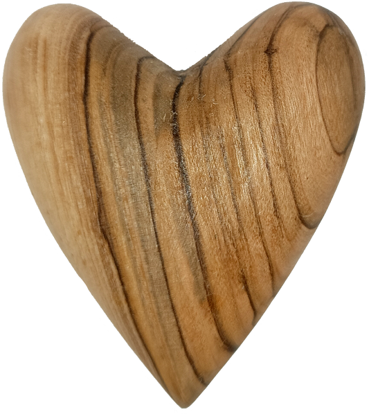 Hand-Carved Olive Wood Heart 1.7" – Made in Bethlehem | Christian Wedding Keepsake