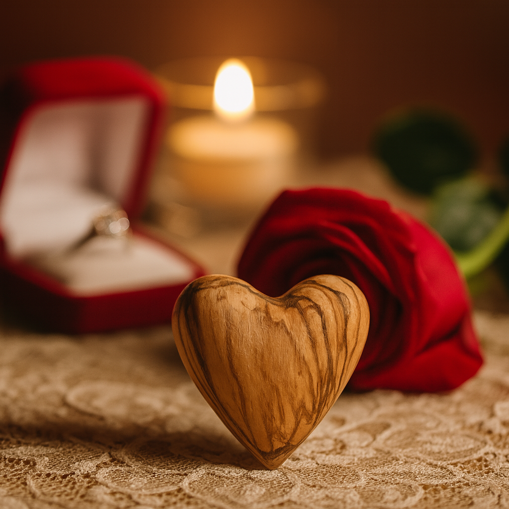 Hand-Carved Olive Wood Heart 1.7" – Made in Bethlehem | Christian Wedding Keepsake