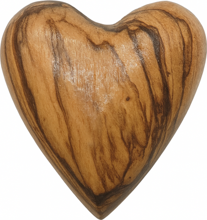 Hand-Carved Olive Wood Heart 1.7" – Made in Bethlehem | Christian Wedding Keepsake