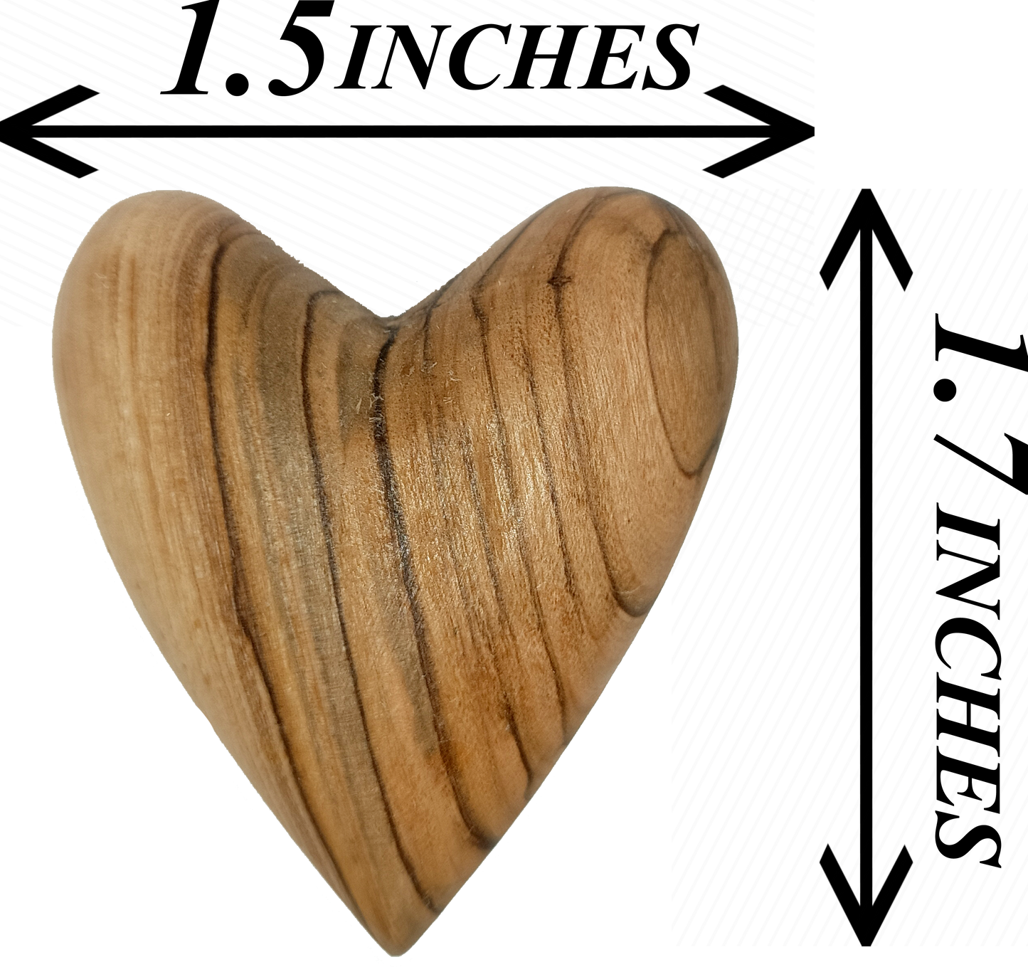 Hand-Carved Olive Wood Heart 1.7" – Made in Bethlehem | Christian Wedding Keepsake
