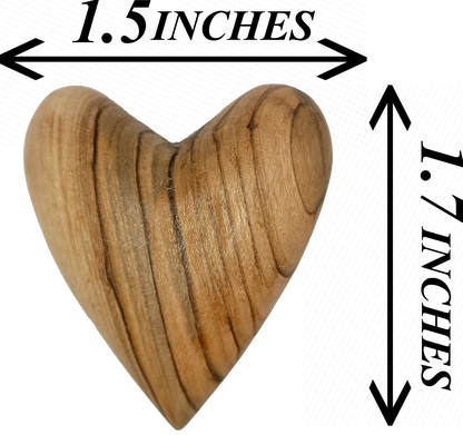 Hand-Carved Olive Wood Heart 1.7" – Made in Bethlehem | Christian Wedding Keepsake