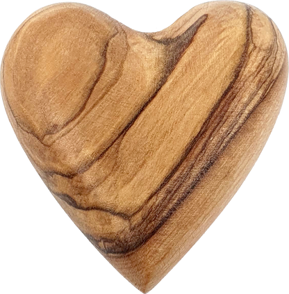 Hand-Carved Olive Wood Heart 1.7" – Made in Bethlehem | Christian Wedding Keepsake