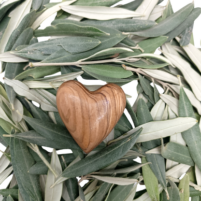 Hand-Carved Olive Wood Heart 1.7" – Made in Bethlehem | Christian Wedding Keepsake