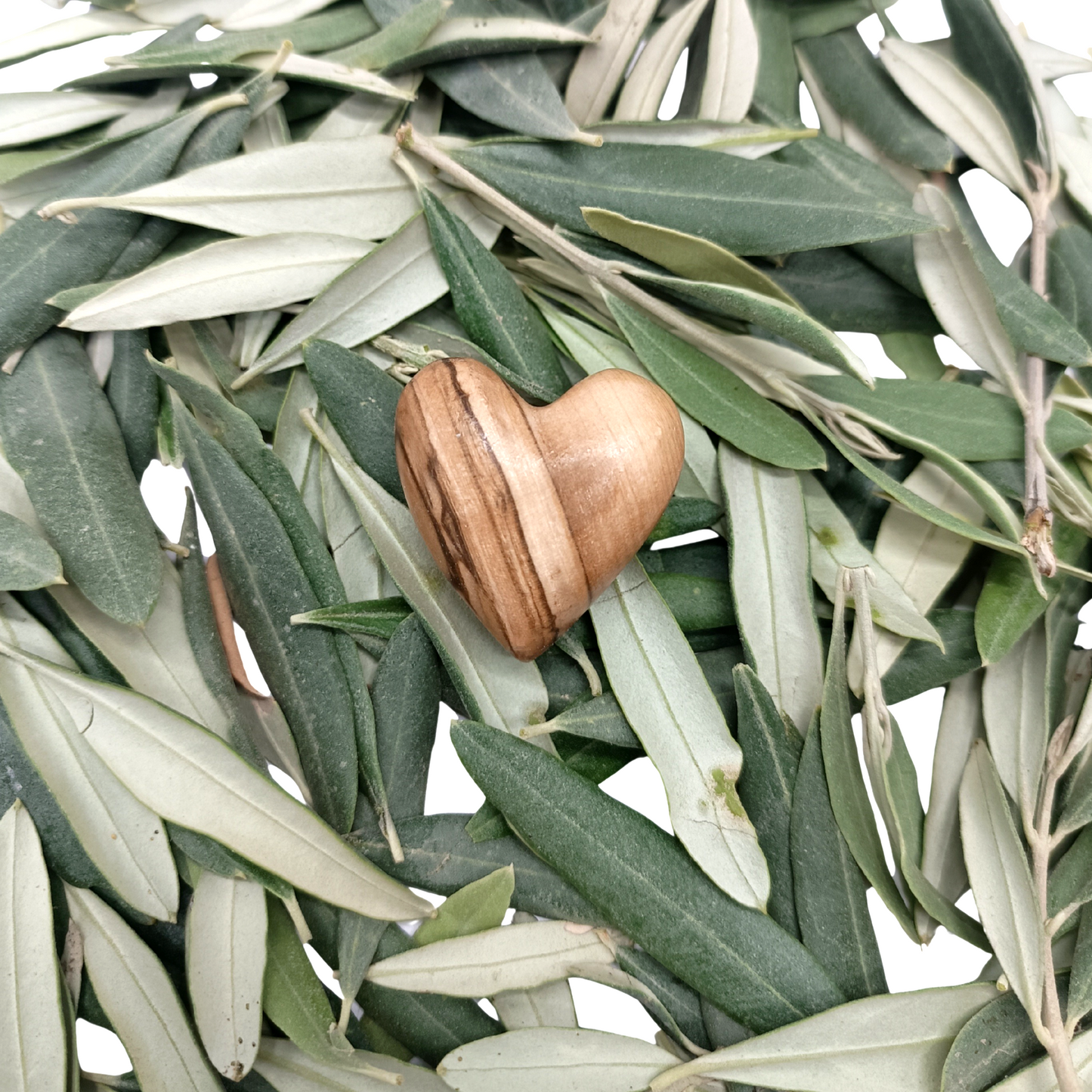 Hand-Carved Olive Wood Heart 1.7" – Made in Bethlehem | Christian Wedding Keepsake