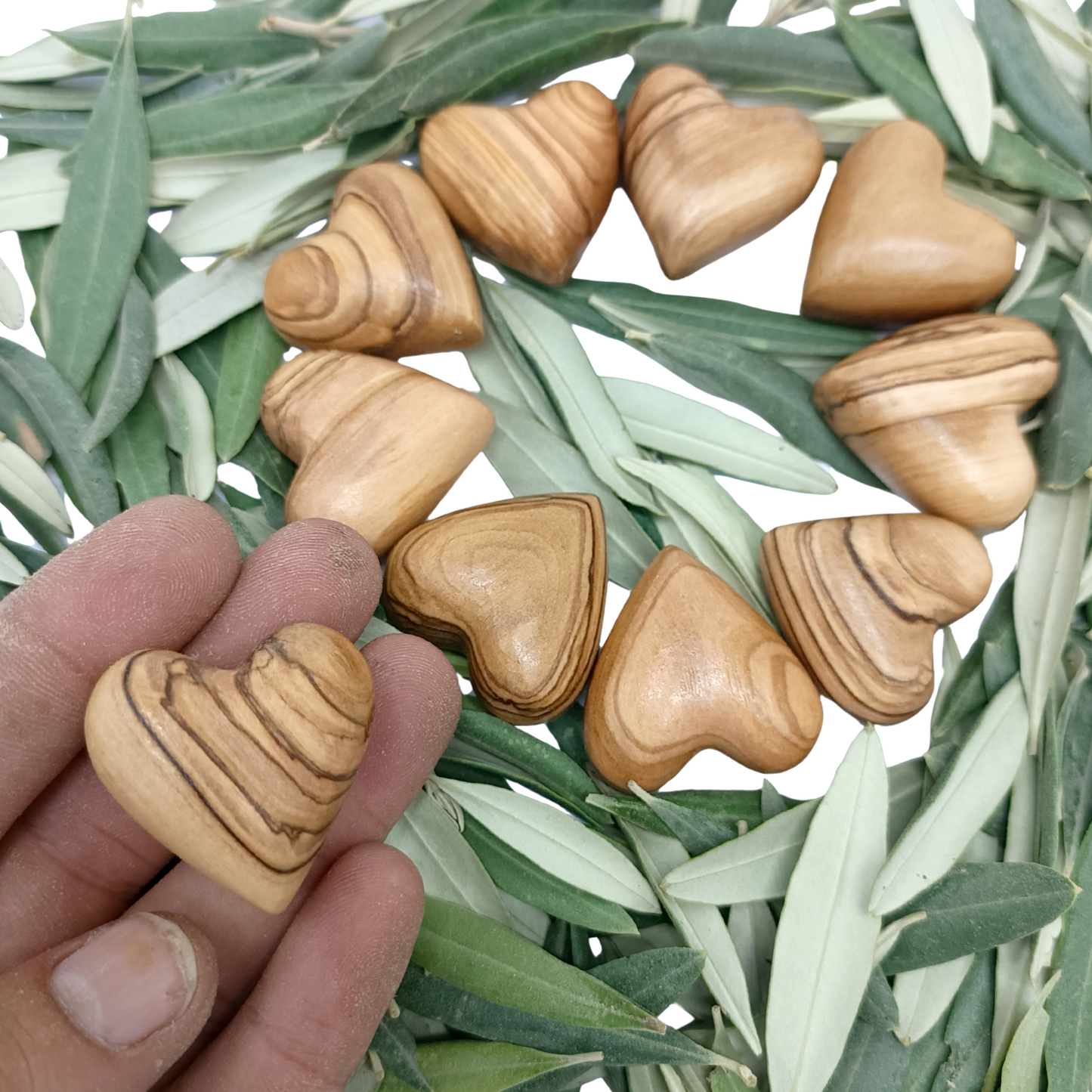 Hand-Carved Olive Wood Heart 1.7" – Made in Bethlehem | Christian Wedding Keepsake
